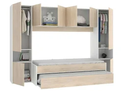 Cama Dupla Com Móvel De Cama De 90 X 190 Cm Cor Carvalho E Branco - Selena