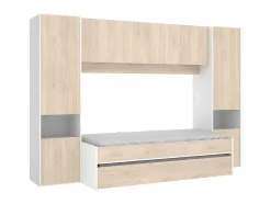 Cama Dupla Com Móvel De Cama De 90 X 190 Cm Cor Carvalho E Branco - Selena