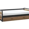 Cama Dupla Industrial 2X90X190 Cm Mdf, Pinho E Metal Castanho Noz E Antracite - Boston