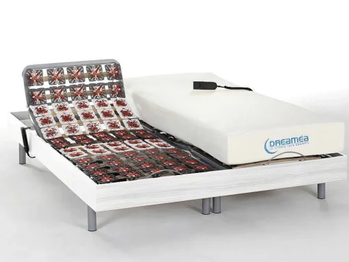 Cama Elétrica Articulada Terminais Colchão Memória De Forma - Motores Okin - Branco - 2 X 70 X 190 Cm - Hesiode Iii Da Dreamea
