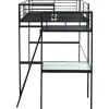 Cama Mezzanine Com Plataforma De Secretária Antracite Casual + Colchão 140X190 Cm Zeus