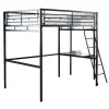 Cama Mezzanine Com Plataforma De Secretária 140X190 Cm Antracite - Casual Ii