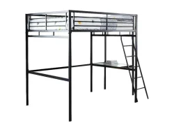 Cama Mezzanine Com Plataforma De Secretária 140X190 Cm Antracite - Casual Ii