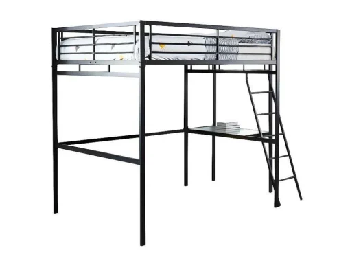 Cama Mezzanine Com Plataforma De Secretária 140X190 Cm Antracite - Casual Ii