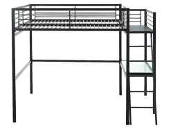 Cama Mezzanine Com Plataforma De Secretária Antracite Casual + Colchão 140X190 Cm Zeus