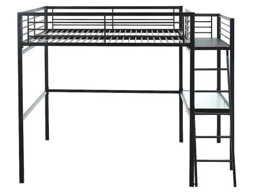 Cama Mezzanine Com Plataforma De Secretária Antracite Casual + Colchão 140X190 Cm Zeus