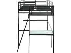 Cama Mezzanine Com Plataforma De Secretária 140X190 Cm Antracite - Casual Ii
