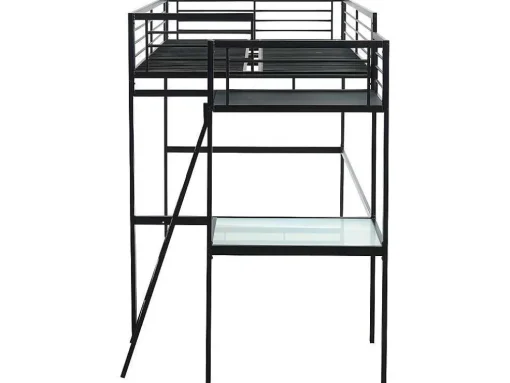 Cama Mezzanine Com Plataforma De Secretária 140X190 Cm Antracite - Casual Ii