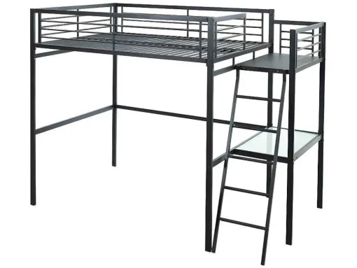 Cama Mezzanine Com Plataforma De Secretária 140X190 Cm Antracite - Casual Ii