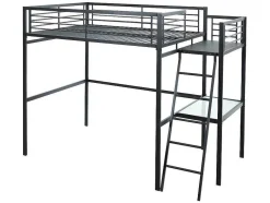 Cama Mezzanine Com Plataforma De Secretária Antracite Casual + Colchão 140X190 Cm Zeus
