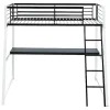 Cama Mezzanine Com Secretária De Canto Integrada 90X190 Cm Preta E Branca Malicia + Colchão 90X190 Cm Zeus