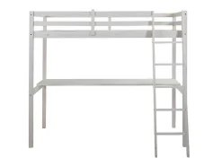 Cama Mezzanine Com Secretária 90X190 Cm Em Pinho Macico Esbranquicado - Gedeon