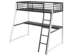 Cama Mezzanine Com Secretária Integrada 90X190 Cm Preto E Branco - Malicia