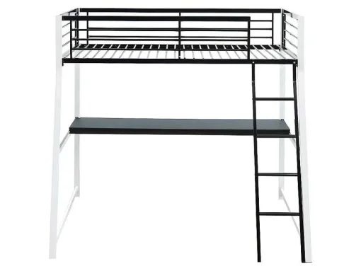 Cama Mezzanine Com Secretária Integrada 90X190 Cm Preto E Branco - Malicia