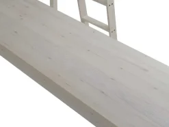Cama Mezzanine Com Secretária 90X190 Cm Em Pinho Macico Esbranquicado - Gedeon