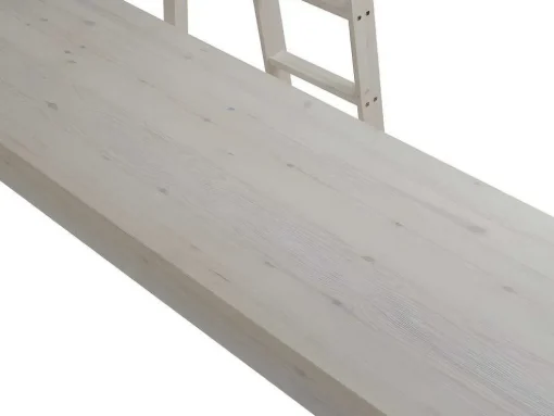 Cama Mezzanine Com Secretária 90X190 Cm Em Pinho Macico Esbranquicado - Gedeon