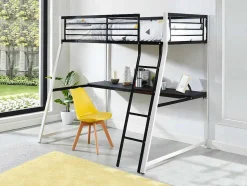 Cama Mezzanine Com Secretária Integrada 90X190 Cm Preto E Branco - Malicia