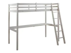 Cama Mezzanine Com Secretária 90X190 Cm Em Pinho Macico Esbranquicado - Gedeon