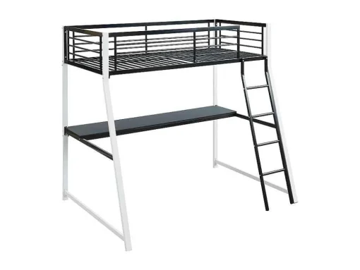 Cama Mezzanine Com Secretária Integrada 90X190 Cm Preto E Branco - Malicia