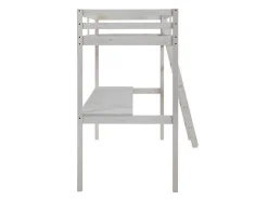 Cama Mezzanine Com Secretária 90X190 Cm Em Pinho Macico Esbranquicado - Gedeon