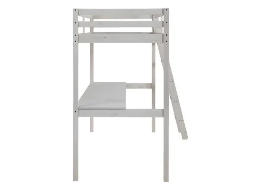 Cama Mezzanine Com Secretária 90X190 Cm Em Pinho Macico Esbranquicado - Gedeon