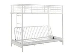 Cama Mezzanine 90X190 Cm Com Sofá Convertivel Em Metal Branco - Modulo Iv