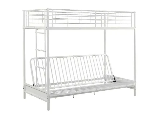 Cama Mezzanine 90X190 Cm Com Sofá Convertivel Em Metal Branco - Modulo Iv