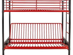 Cama Mezzanine 90X190 Cm Com Sofá Convertivel Em Metal Preto E Vermelho - Modulo Iv