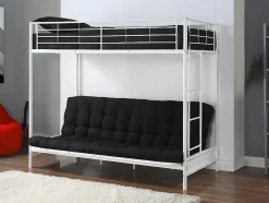 Cama Mezzanine 90X190 Cm Com Sofá Convertivel Em Metal Branco - Modulo Iv
