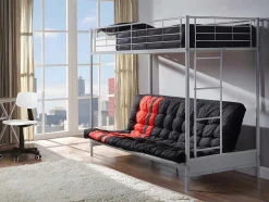 Cama Mezzanine 90X190 Cm Com Sofá Convertivel Em Metal Prateado - Modulo Iv