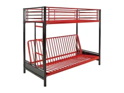 Cama Mezzanine 90X190 Cm Com Sofá Convertivel Em Metal Preto E Vermelho - Modulo Iv