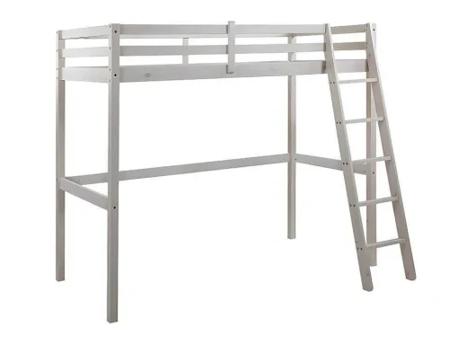 Cama Mezzanine 90X190 Cm Em Pinho Macico Esbranquicado + Colchão - Gedeon