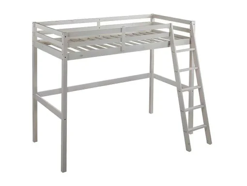 Cama Mezzanine 90X190 Cm Em Pinho Macico Esbranquicado + Colchão - Gedeon