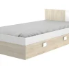 Cama Para Crianças 2X90X190 Cm Em Natural E Branco + Sommier + Colchões - Sonia