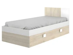 Cama Para Crianças 2X90X190 Cm Em Natural E Branco + Sommier + Colchões - Sonia