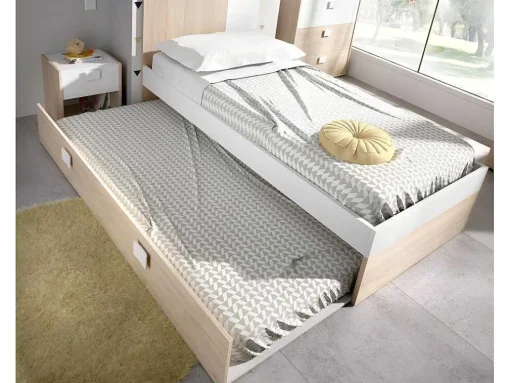 Cama Para Crianças 2X90X190 Cm Em Natural E Branco - Sonia