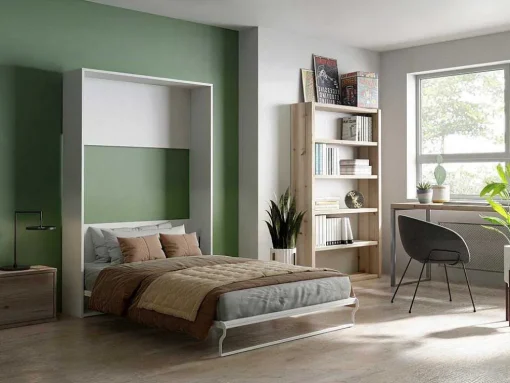 Cama Rebatível 140X200 Cm Abertura Vertical Manual Branco - Malina Ii