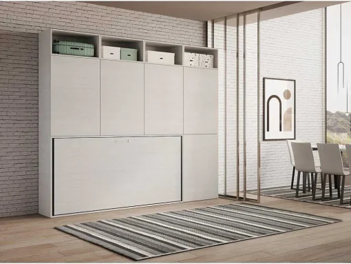 Cama Retratil Solteiro Horizontal Kando Composicao B Cinza Branca