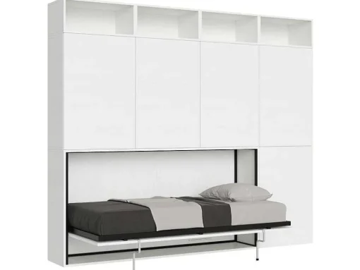 Cama Retratil Solteiro Horizontal Kando Composicao B Cinza Branca