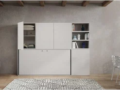Cama Retratil Solteiro Horizontal Kando Com Colchão Composicao F Cinza Branca