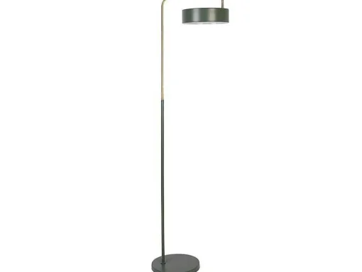 Candeeiro De Pe Estilo Vintage Otilie - Metal - 35 X 25 X 154 Cm - Verde Azeitona E Dourado