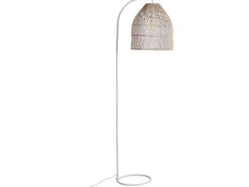 Candeeiro De Pe Etnico Em Ferro E Rotim Cor Natural De A.177 Cm - Parnaiba