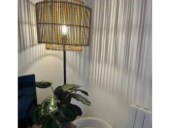 Candeeiro De Pe Etnico Em Bambu E Metal Cor Preto De D.40 X A.157,5 Cm - Parana