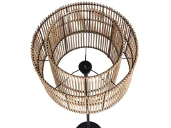 Candeeiro De Pe Etnico Em Bambu E Metal Cor Preto De D.40 X A.157,5 Cm - Parana