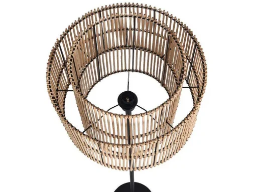 Candeeiro De Pe Etnico Em Bambu E Metal Cor Preto De D.40 X A.157,5 Cm - Parana