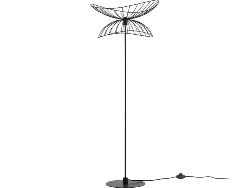 Candeeiro De Pe Filiforme Em Metal De A.160 Cm Cor Preto - Mania