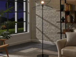 Candeeiro De Pe Filiforme Em Metal De A.160 Cm Cor Preto - Mania