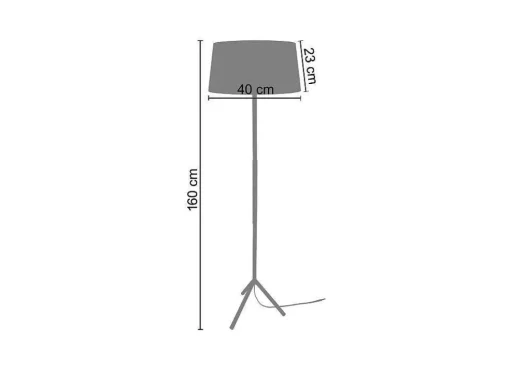 Candeeiro De Pe Tosel Midgard Tecido Tripe Preto D60 X H150 Cm