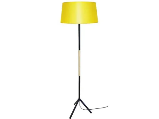Candeeiro De Pe Tosel Midgard Tecido Tripe Preto D60 X H150 Cm