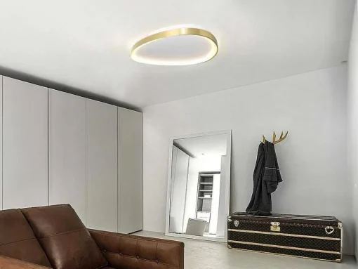 Candeeiro De Teto Design Com Leds De Intensidade Variavel Aluminio E Metal L65 Dourado - Granby
